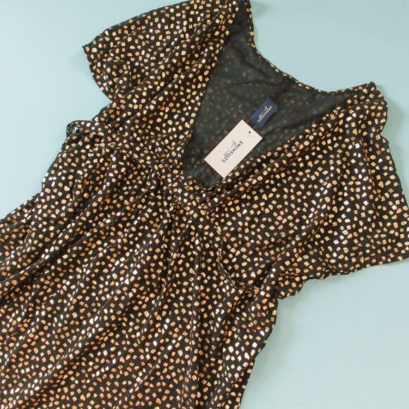 NEW Swimsuits for All Black Gold Dot Swimsuit Cover Up Kaftan Dress Size M/L - Picture 2 of 7